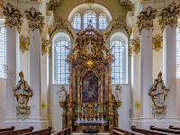 The Wieskirche  The north side alter with Augustine on the left and Gregory the Great on the right