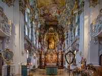 The Wieskirche  The alter and chancel from the front of the nave